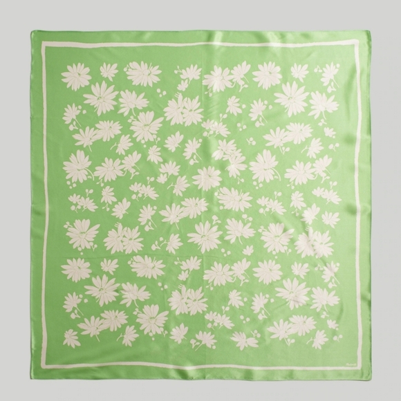 New! Madewell Medium Silk Bandana in Lime Sorbet Floral - Picture 1 of 10